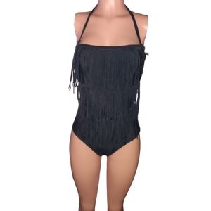 Venus One Piece Black Fringed Bathing Suit Women's Size 4